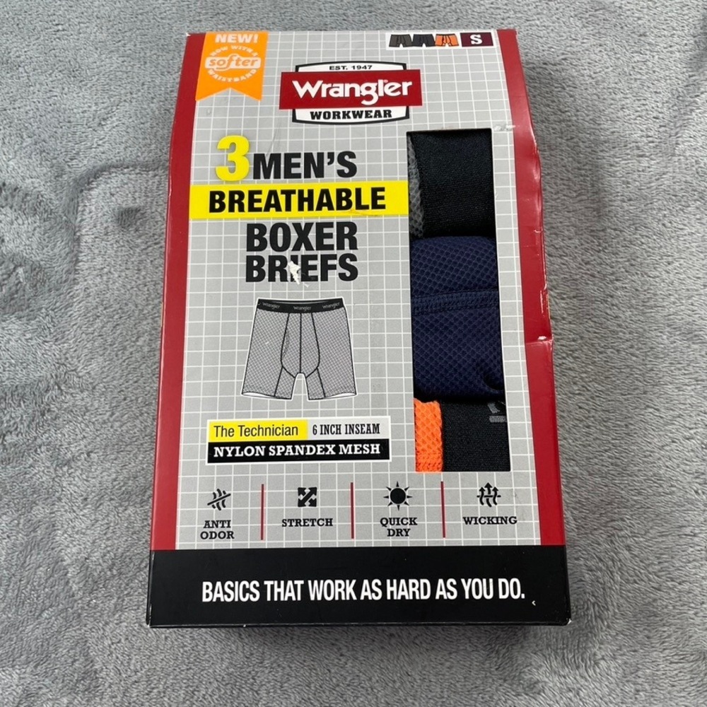 Wrangler Workwear 3-Pack Breathable Boxer Briefs The Technician Small Stretch
